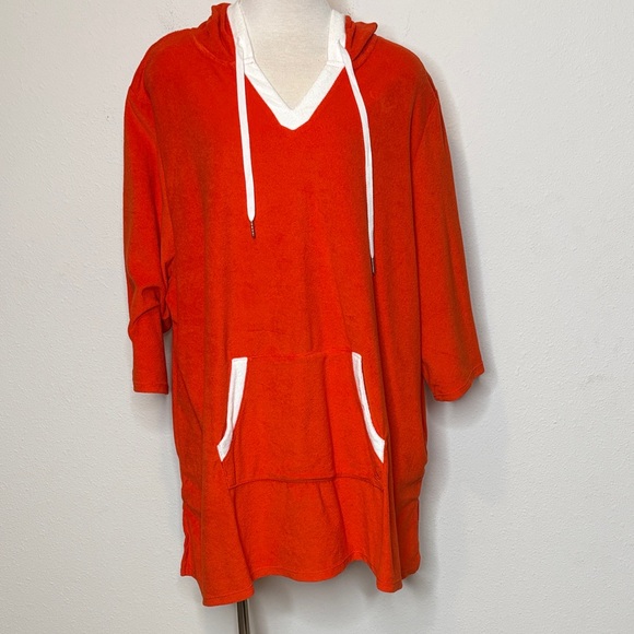 Cuddl Duds Tops - Cuddl Duds size 3X V-Neck Orange terry cloth Sweater